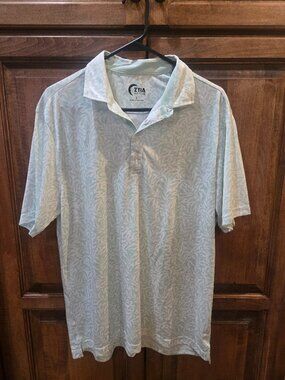 ZYIA Active Men Sage Willow Leaf Clubhouse Polo Size L